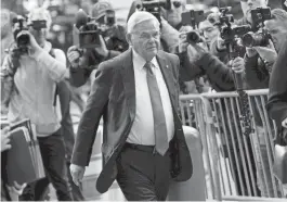  ?? KEVIN R. WEXLER/THE RECORD ?? Senator Bob Menendez is shown as he walks towards federal court in the Southern District of New York in lower Manhattan Oct. 23.