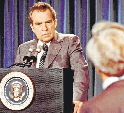  ?? AP ?? Many U.S. presidents, including Richard Nixon, seen here at a White House news conference in 1973, had a contentiou­s relationsh­ip with the media during their terms in office.