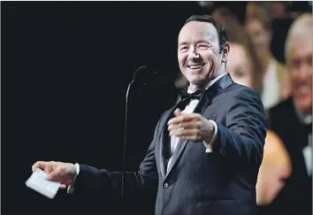  ?? Frazer Harrison Getty Images for BAFTA LA ?? ACTOR KEVIN SPACEY at an awards gala in Beverly Hills on Oct. 27, just days before actor Anthony Rapp alleged that Spacey had made unwanted sexual advances to him when he was 14.