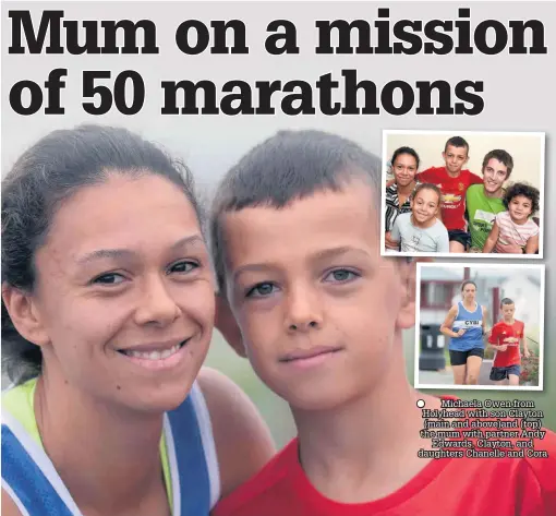  ??  ?? Michaela Owen from Holyhead with son Clayton (main and above)and (top) the mum with partner Andy Edwards, Clayton, and daughters Chanelle and Cora