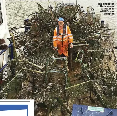  ?? Picture: SWNS ?? The shopping trolleys posed a threat to wildlife and shipping