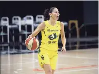  ?? Phelan M. Ebenhack / Associated Press ?? Seattle Storm guard Sue Bird brings the ball up the court during the second half of Game 2 of the WNBA Finals against the Las Vegas Aces last year in Bradenton, Fla.