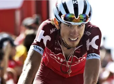  ??  ?? Zakarin climbed into the top three on the penultimat­e stage, to !inish on the podium