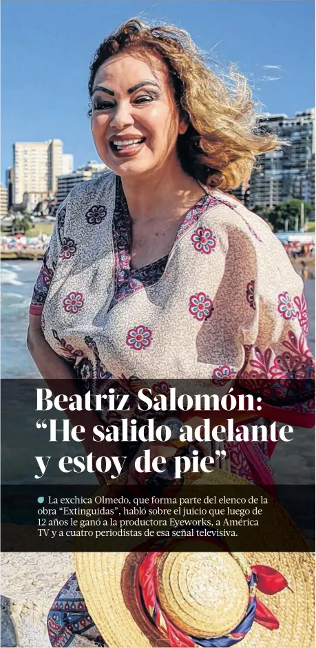  ?? TÉLAM ?? Beatriz Salomón cuenta que la obra tiene mucha nostalgia de los grandes momentos vividos con Olmedo, Porcel y Minguito.