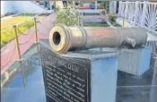  ?? HT PHOTO ?? A cannon from the weaponry of Maharaja Bhupinder Singh of Patiala on display at the school.