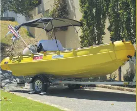  ?? ?? Claremont Yacht Club safety boat Wally Giles is ready for action.