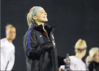  ?? Gregory Bull ?? The Associated Press Meanwhile, wife Julie Ertz of the U.S. soccer team was overjoyed in San Diego after learning of the Eagles’ win.