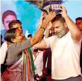  ?? ?? Congress leader and MP Rahul Gandhi during his election campaign in Adilabad, Telangana, on Sunday