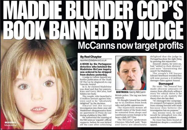Maddie Blunder Cop S Book Banned By Judge Mccanns Now Target Profits Pressreader