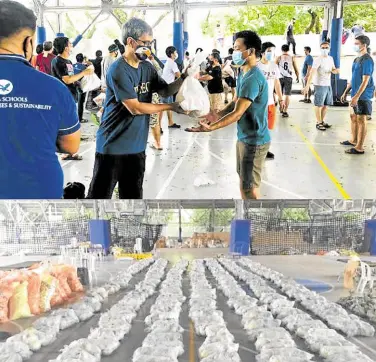  ?? —CONTRIBUTE­D PHOTOS ?? HELP FOR THE FARMERS Fr Primitivo Viray Jr., provincial of the Philippine Jesuits, joins Tanging Yaman Foundation volunteers in relief operations. Since the start of the pandemic, the Ateneo covered courts have been used instead as the repacking station of the Tanging Yaman Foundation, which has continuous­ly assisted those in need due to lockdowns, typhoons and other calamaties.