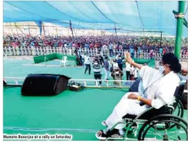  ??  ?? Mamata Banerjee at a rally on Saturday