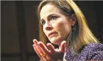  ?? ANDREW CABALLERO-REYNOLDS AP ?? Amy Coney Barrett testifies during the third day of her confirmati­on hearings before the Senate Judiciary Committee.