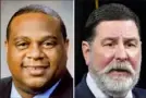  ??  ?? Pittsburgh mayoral candidates Rep. Ed Gainey and incumbent Bill Peduto