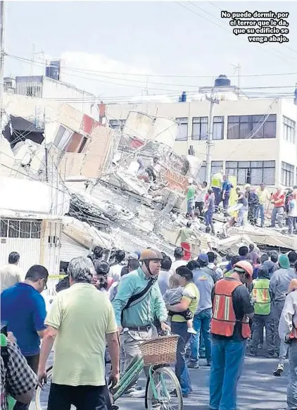  ??  ?? No puede dormir, por el terror que le da, que su edificio se venga abajo.