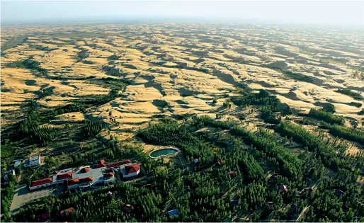  ??  ?? Vue aérienne de la zone écologique pilote d’Engebei