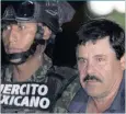  ??  ?? GAME OVER: Mexican drug lord Joaquin “El Chapo” Guzman, right, is escorted to a waiting helicopter at a federal hangar in Mexico City.The world’s most wanted drug lord was recaptured by Mexican marines after he fled through a tunnel from a maximum...