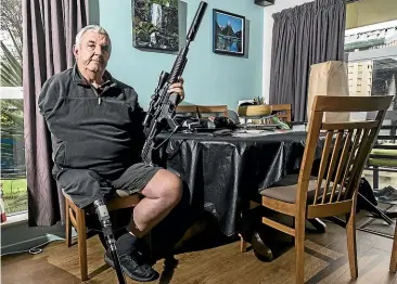  ?? RICKY WILSON/ STUFF ?? Marlboroug­h man Stephen Tiplady is calling for an exemption to new gun laws to allow him to keep using his military style semi-automatic.