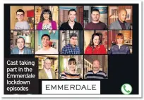  ??  ?? Cast taking part in the Emmerdale lockdown episodes around the world and Paddy has been around the Harrogate area.