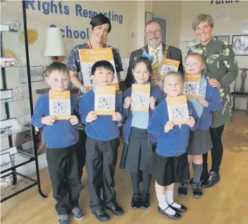  ??  ?? Ryhope Infant School Academy Year 2 pupils with the Mayor of Sunderland, Coun Alan Emerson at their book launch.