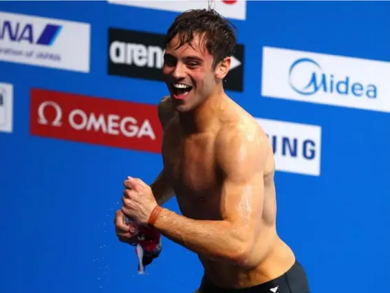  ?? (Getty) ?? Tom Daley won with a total of 590.95 points in Budapest