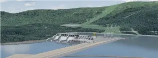  ??  ?? The Site C project, shown in an artist’s rendering, is slated to cost $8.8 billion to build.