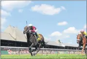  ?? ADAM MOOSHIAN - NYRA ?? Simple Surprise races to the lead and captures the Bolton Landing Stakes race Wednesday afternoon at Saratoga Race Course.