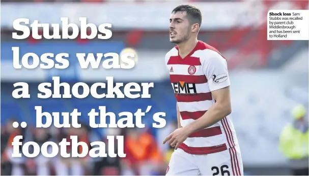  ??  ?? Shock loss Sam Stubbs was recalled by parent club Middlesbro­ugh and has been sent to Holland