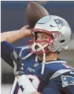  ?? STAFF PHOTO BY MATT STONE ?? TUNING UP: Tom Brady isn’t putting much stock in his performanc­e in last week’s preseason victory against the Eagles.
