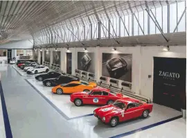  ??  ?? Below left: Zagato museum contains an example of all important models styled by the company