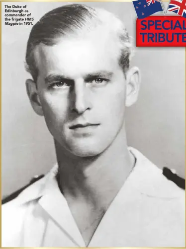  ??  ?? The Duke of Edinburgh as commander of the frigate HMS
Magpie in 1951.