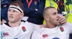  ??  ?? THE oddest moment of England’s 61-21 victory over Scotland at Twickenham on Saturday came 58 minutes and 55 seconds into the match when a TV camera picked up England captain Dylan Hartley with his arm draped round the shoulder of his hat- trick-...