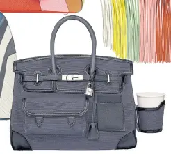  ??  ?? Birkin 35 cargo bag in Goéland canvas and Swift calfskin.