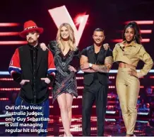  ??  ?? Out of The Voice Australia judges, only Guy Sebastian is still managing regular hit singles.