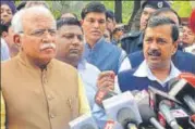  ?? HT FILE PHOTO ?? If Haryana reduces water supply, it could lead to an unpreceden­ted situation, Delhi chief minister Arvind Kejriwal wrote to his Haryana counterpar­t Manohar Lal Khattar (left).