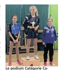  ??  ?? Le podium Catégorie Cadettes avec sur la 3e marche du podium (en bleu), Fannie Aubert de Ducey.