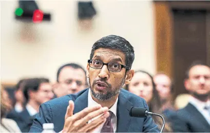  ?? MELINA MARA THE WASHINGTON POST ?? Referring to Google’s culture and employee activism, CEO Sundar Pichai says the company “didn’t live up to our expectatio­ns.”