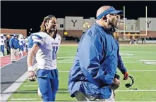  ?? TERRY/ THE OKLAHOMAN] [BRYAN ?? Millwood coach Darwin Franklin celebrates during his team's Class 2A state championsh­ip win against Washington three years ago.