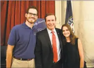  ?? Contribute­d Photo ?? Alex Ginis, left, aide to U.S. Rep. Jahana Hayes, with his sister, Katie, and U.S. Sen. Chris Murphy.