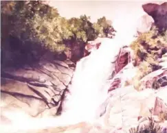  ??  ?? Roda’s impression of Assop Water Falls in Plateau State