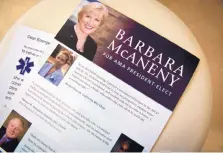  ?? MARLA BROSE/JOURNAL ?? Dr. Barbara McAneny, president and CEO of the New Mexico Cancer Center in Albuquerqu­e and the American Medical Associatio­n president-elect, is featured on AMA campaign literature.