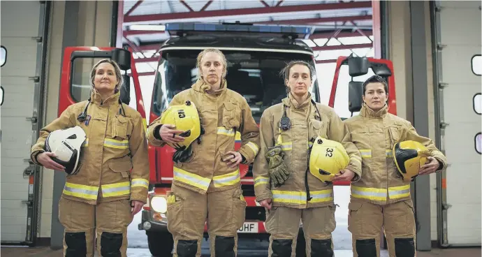  ?? PICTURE: BBC/ WISE OWL FILMS ?? DEDICATION: From left, Sophie, Kelly, Nicola and Sarah from Killingbec­k Fire Station in Leeds.