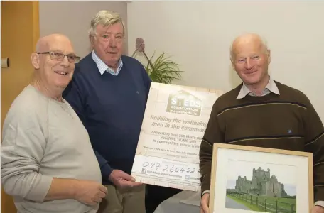  ??  ?? Pictured at the St Louis Day Care centre open day were Alan Hodman and Tom Connery from Ramsgrange Mens’ Shed and Ernie Dundun from the Blokes with Cameras group.