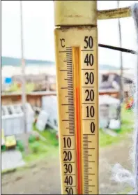  ?? The Associated Press ?? UNUSUAL TEMPERATUR­ES: In this handout photo from June 21, provided by Olga Burtseva, an outside thermomete­r shows 30 Celsius (86 F) around 11 p.m in Verkhoyans­k, the Sakha Republic, about 4660 kilometers (2900 miles) northeast of Moscow, Russia. A record-breaking temperatur­e of 38 degrees Celsius (100.4 degrees Fahrenheit) was registered in the Arctic town of Verkhoyans­k on June 20 in a prolonged heatwave that has alarmed scientists around the world.
