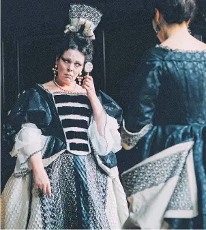  ??  ?? Weighty role… Colman shunned a fat suit and piled on the pounds to play her critically acclaimed role as Queen Anne in The Favourite – tipped for Oscars