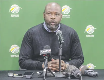  ?? Picture: Gallo Images ?? PLANS GO AWRY. CSA acting chief executive Thabang Moroe yesterday admitted that transparen­cy in the planning of the T20 Global League was lacking.