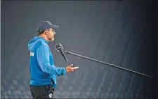  ?? INA FASSBENDER/AP PHOTO ?? In this June 14 file photo, Schalke’s head coach David Wagner gives an interview before the German Bundesliga soccer match between FC Schalke 04 and Bayer Leverkusen in Gelsenkirc­hen, Germany.