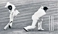  ??  ?? Murray, far left, in 1965, and behind the stumps: injuries prevented him from making any more than 21 Test appearance­s for England