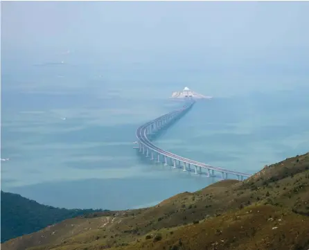  ?? — AFP ?? A section of the Hong Kong-zhuhai-macau Bridge is seen from Lantau island in Hong Kong.