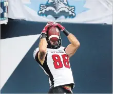  ?? RICHARD LAUTENS TORONTO STAR ?? Ottawa Redblacks wide receiver Brad Sinopoli (88) hauls in a pass for a touchdown Toronto on August 2.