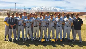  ?? Mission High School ?? The Mission baseball team gathers for a photo at the Hug tournament in Reno in late March. The Bears are 11-8, 7-4 in Academic Athletic Associatio­n play.